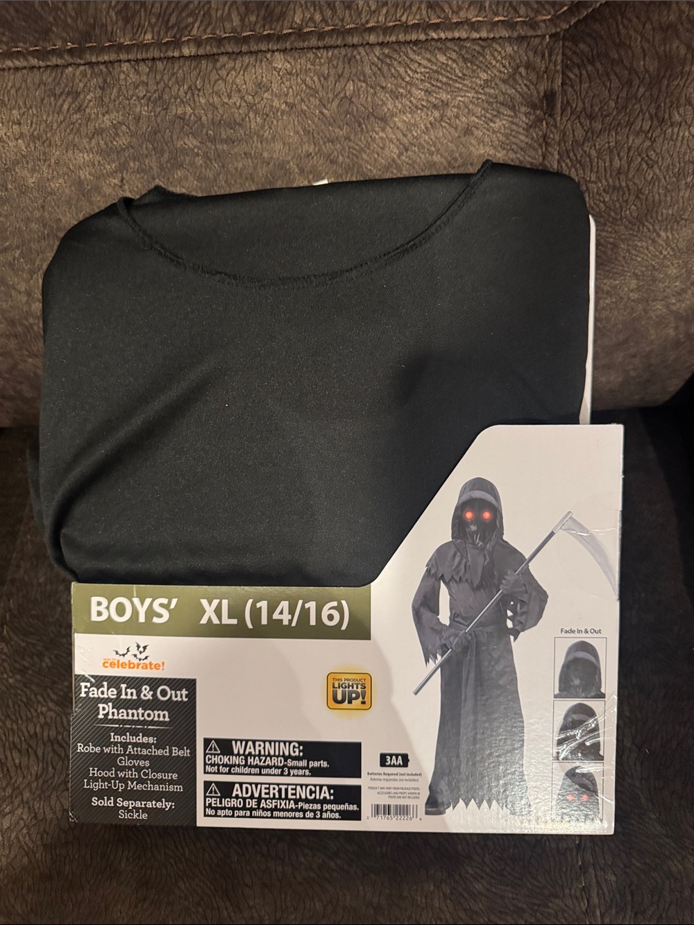 Boys XL 14/16 Fade In & Out Phantom Costume - Black new